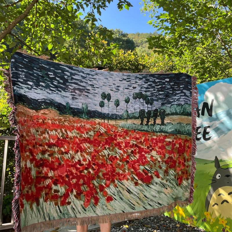 Tapiserijski prekrivač za kauč s motivom Monet Water Lilies, vintage pastoralni stil, težina 300–499 g, prvoklasna kvaliteta, pogodno za sve sezone