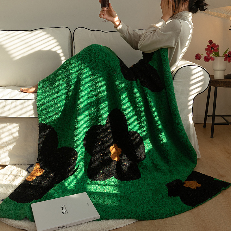 Dizajnerska deka u korejskom stilu s motivom suncokreta, pletena od polu-velura za sofa i ured, sve sezone, klasa A