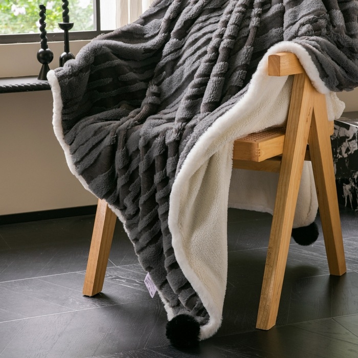 Jacquard deka od zaječje dlake, jednobojni uzorak, težina 2 000–2 999 g, moderni minimalistički stil, pogodna za sve sezone
