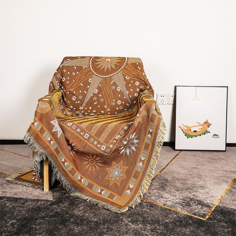 Pamučna deka za kampiranje, boemski stil jacquard, za četiri sezone, težina 800–999 g