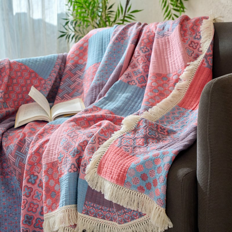 Wan yanshu medvilninė džakardinė antklodė, trijų sluoksnių siūlai, visiems metų laikams, augalų ir gėlių raštas, 300–499 g, retro stilius, pritaikoma