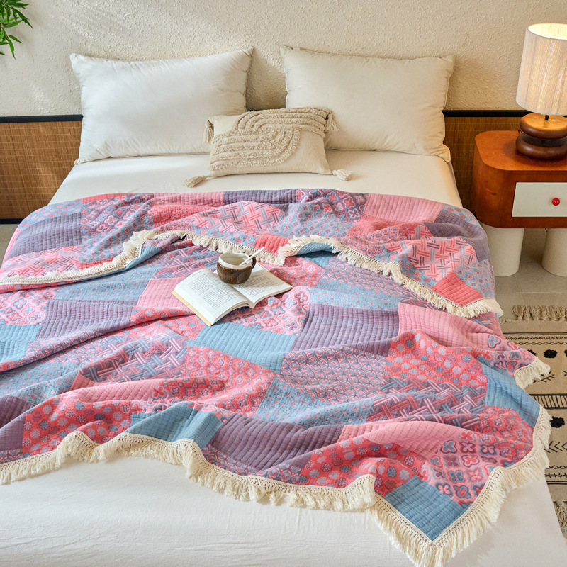 Wan yanshu medvilninė džakardinė antklodė, trijų sluoksnių siūlai, visiems metų laikams, augalų ir gėlių raštas, 300–499 g, retro stilius, pritaikoma