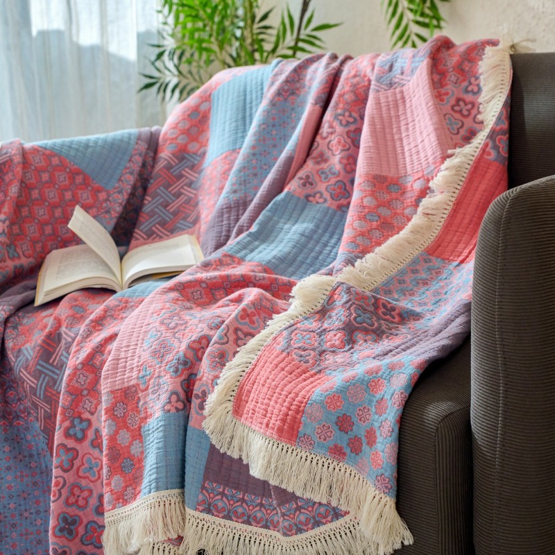 Wan yanshu medvilninė džakardinė antklodė, trijų sluoksnių siūlai, visiems metų laikams, augalų ir gėlių raštas, 300–499 g, retro stilius, pritaikoma