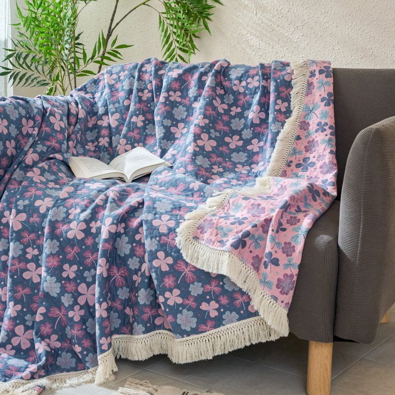 Wan yanshu medvilninė džakardinė antklodė, trijų sluoksnių siūlai, visiems metų laikams, augalų ir gėlių raštas, 300–499 g, retro stilius, pritaikoma