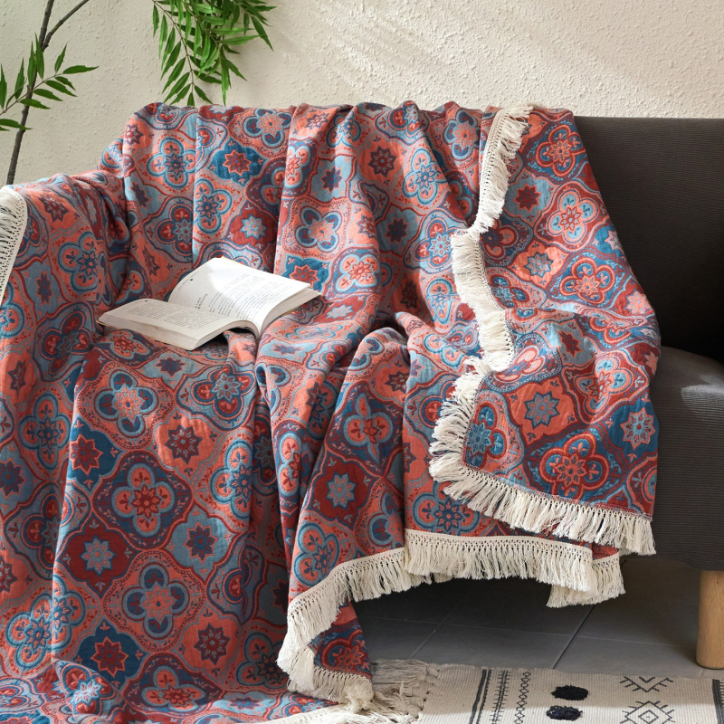 Wan yanshu medvilninė džakardinė antklodė, trijų sluoksnių siūlai, visiems metų laikams, augalų ir gėlių raštas, 300–499 g, retro stilius, pritaikoma