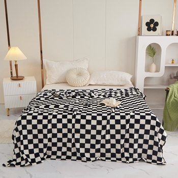 Flanel deka s mrežastim uzorkom, materijal: flanelni fleece, cijelogodišnja upotreba, moderni minimalistički stil