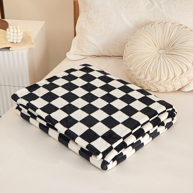 Flanel deka s mrežastim uzorkom, materijal: flanelni fleece, cijelogodišnja upotreba, moderni minimalistički stil