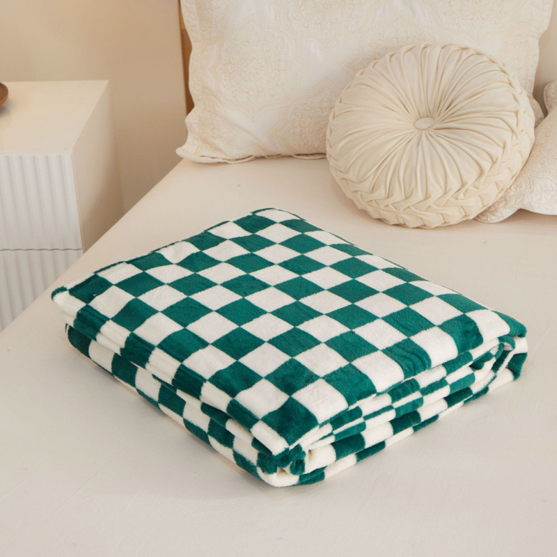 Flanel deka s mrežastim uzorkom, materijal: flanelni fleece, cijelogodišnja upotreba, moderni minimalistički stil