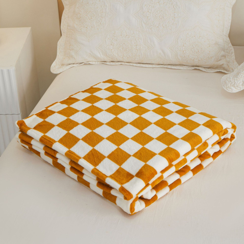 Flanel deka s mrežastim uzorkom, materijal: flanelni fleece, cijelogodišnja upotreba, moderni minimalistički stil