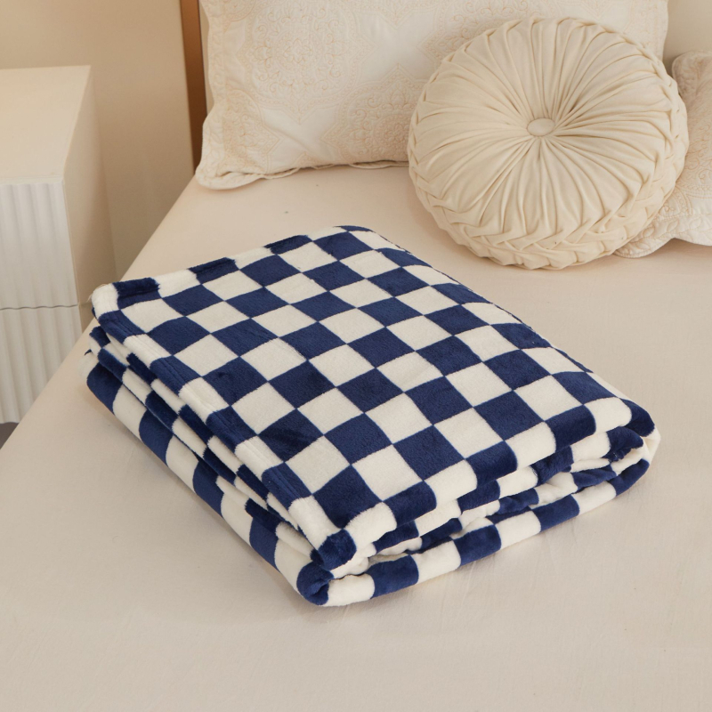 Flanel deka s mrežastim uzorkom, materijal: flanelni fleece, cijelogodišnja upotreba, moderni minimalistički stil