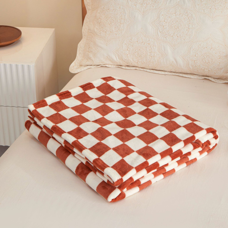 Flanel deka s mrežastim uzorkom, materijal: flanelni fleece, cijelogodišnja upotreba, moderni minimalistički stil