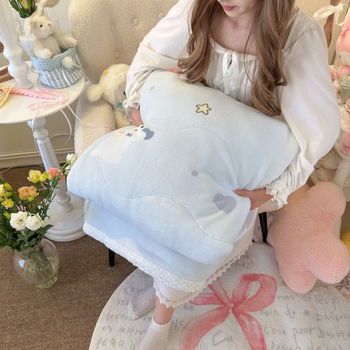 Cuvertură velur cu imprimeu cartoon cu miel - quiltat, poliester, 500 g, primăvară și toamnă, stil desen animat