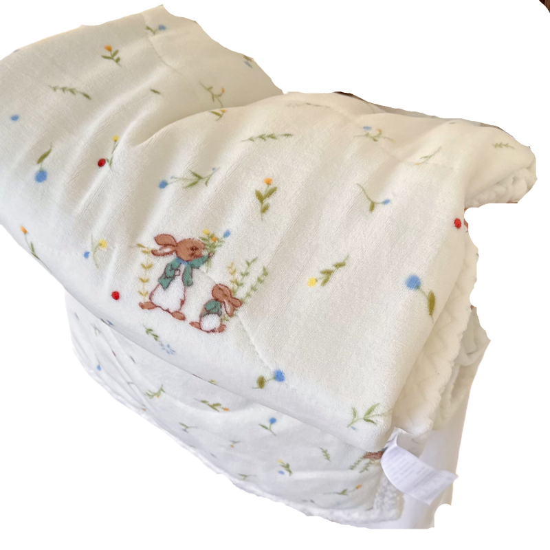 Cuvertură velur cu imprimeu cartoon cu miel - quiltat, poliester, 500 g, primăvară și toamnă, stil desen animat