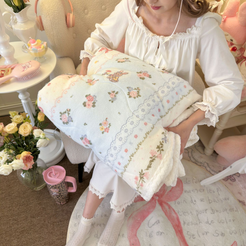 Cuvertură velur cu imprimeu cartoon cu miel - quiltat, poliester, 500 g, primăvară și toamnă, stil desen animat