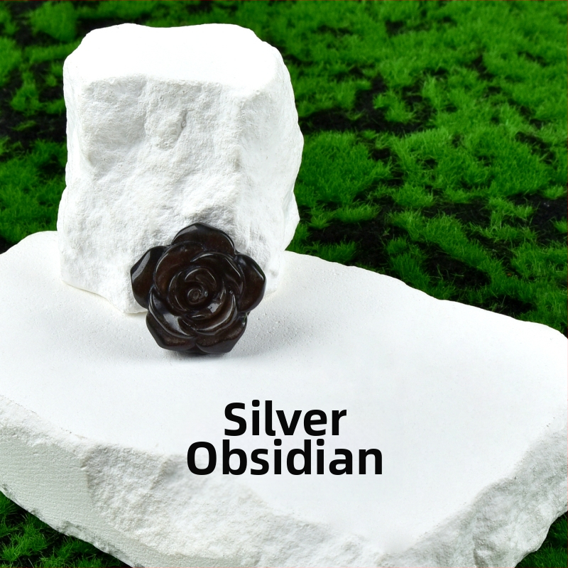 Krištolo neapdirbtas akmuo – rožės graviruota skulptūra, šiuolaikinio minimalistinio stiliaus akmens dekoracijai dovanai