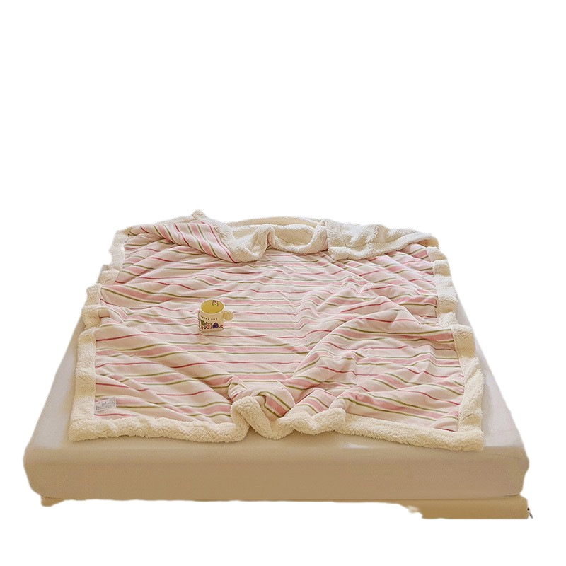 Cuvertură din catifea de lapte cu dungi, groasă pentru toate anotimpurile (Material: catifea de lapte; Model: dungi; Greutate: 1000-1500 g; Tipul de cuvertură: cuvertură de lapte; Sezon aplicabil: Toate anotimpurile)