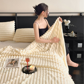 Prugasta coral fleece deka, poliesterska vlakna, 500 g, proljeće i jesen, skupljanje 3%