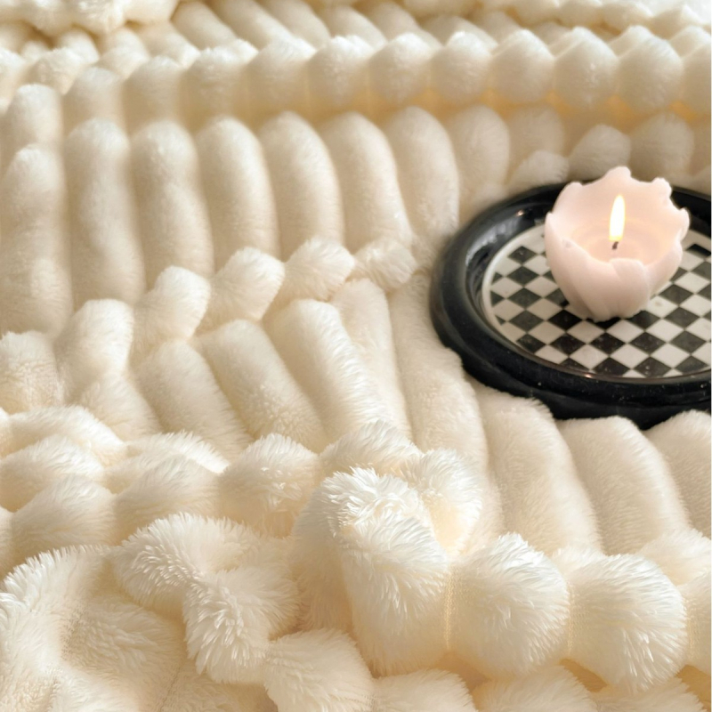 Prugasta coral fleece deka, poliesterska vlakna, 500 g, proljeće i jesen, skupljanje 3%