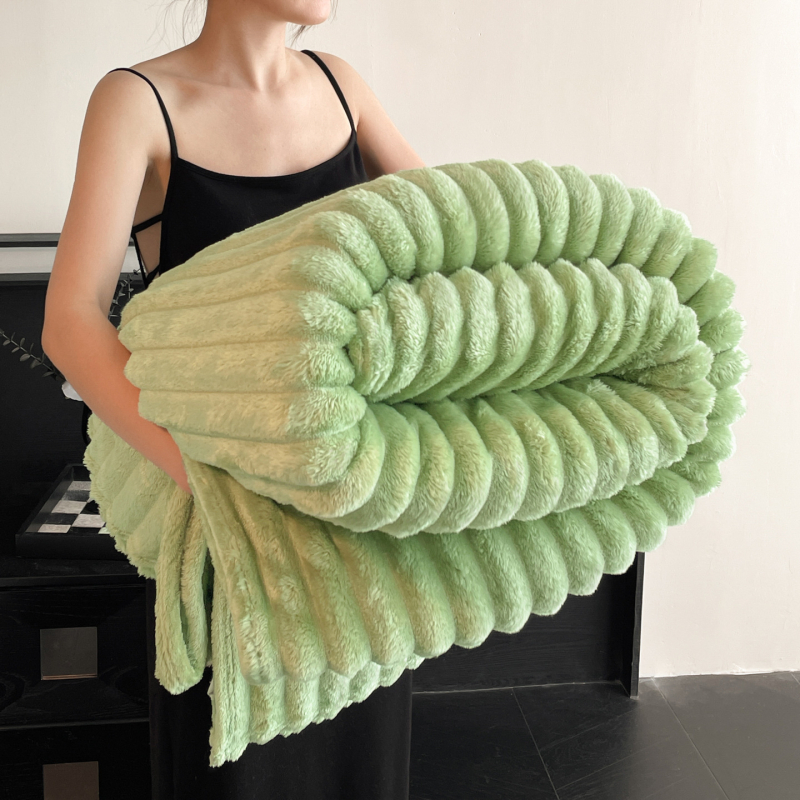 Prugasta coral fleece deka, poliesterska vlakna, 500 g, proljeće i jesen, skupljanje 3%