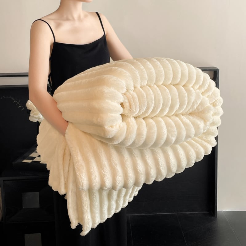Prugasta coral fleece deka, poliesterska vlakna, 500 g, proljeće i jesen, skupljanje 3%
