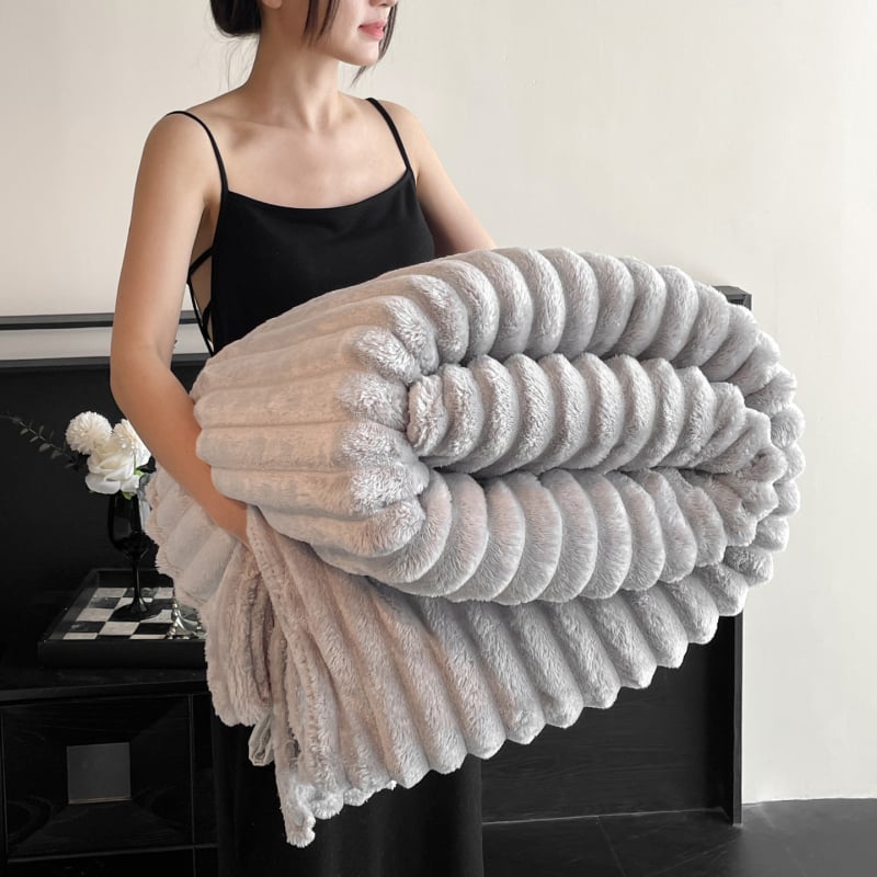 Prugasta coral fleece deka, poliesterska vlakna, 500 g, proljeće i jesen, skupljanje 3%