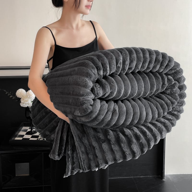Prugasta coral fleece deka, poliesterska vlakna, 500 g, proljeće i jesen, skupljanje 3%
