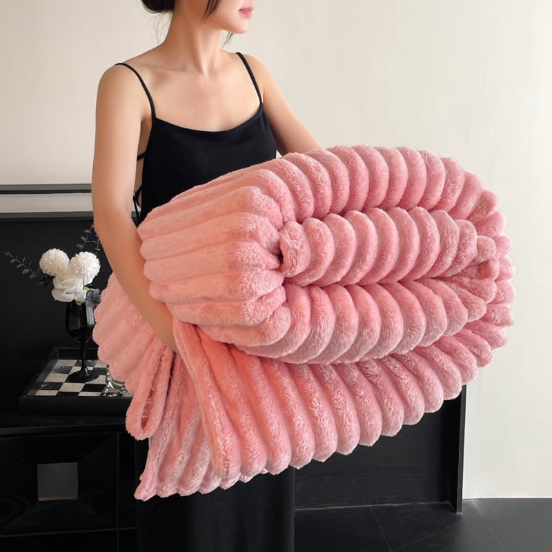 Prugasta coral fleece deka, poliesterska vlakna, 500 g, proljeće i jesen, skupljanje 3%