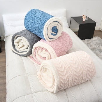 Nova jednobojna deka od ovčje vune, debela, za sofa i kratko drijemanje, jacquard pliš deka