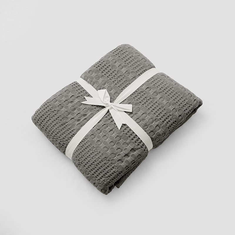 Vaflinio audinio pledas, 50% bambuko pluoštas, 50% medvilnė, Nordic stilius, vasaros naudojimui, svoris iki 300 g