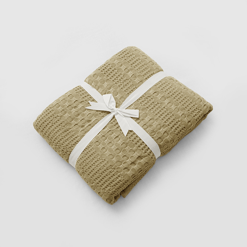 Vaflinio audinio pledas, 50% bambuko pluoštas, 50% medvilnė, Nordic stilius, vasaros naudojimui, svoris iki 300 g