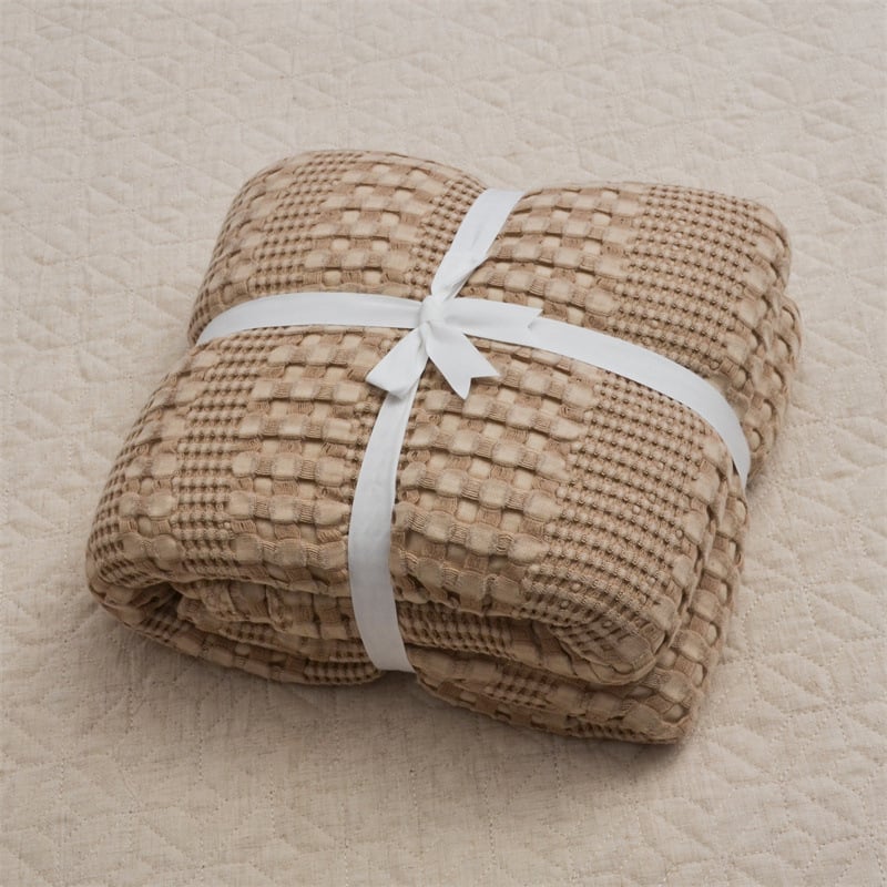 Vaflinio audinio pledas, 50% bambuko pluoštas, 50% medvilnė, Nordic stilius, vasaros naudojimui, svoris iki 300 g