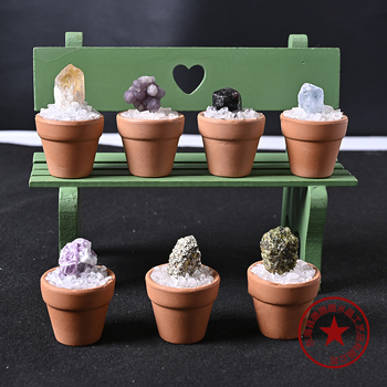 Krištolo medžio stalinis papuošimas su keraminiu vazonu – šiuolaikinis minimalistinis stilius, prekės ženklas Rubbing Crystal