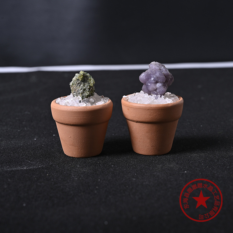 Krištolo medžio stalinis papuošimas su keraminiu vazonu – šiuolaikinis minimalistinis stilius, prekės ženklas Rubbing Crystal