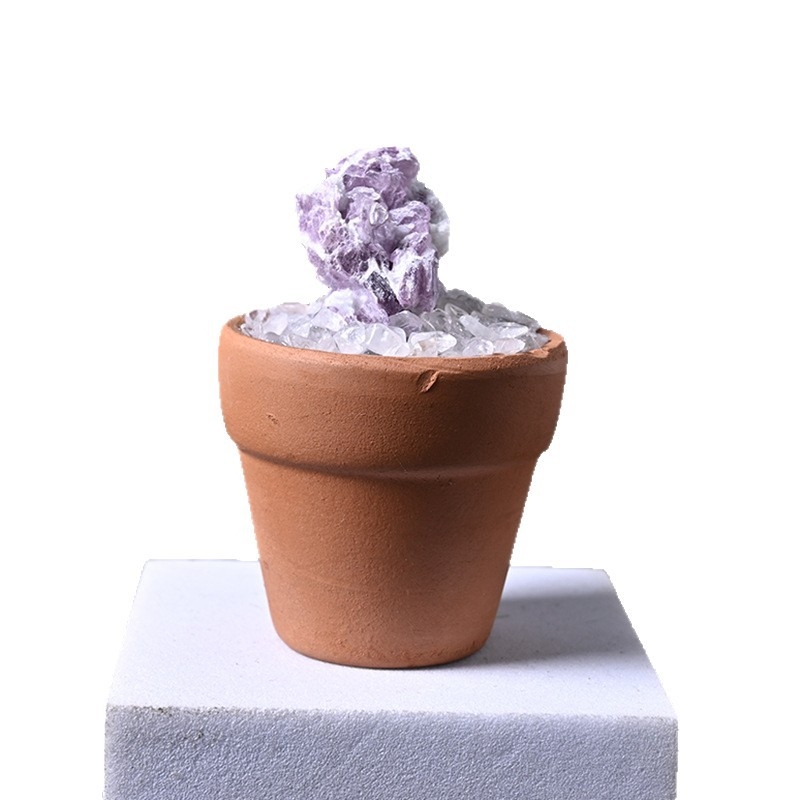 Krištolo medžio stalinis papuošimas su keraminiu vazonu – šiuolaikinis minimalistinis stilius, prekės ženklas Rubbing Crystal