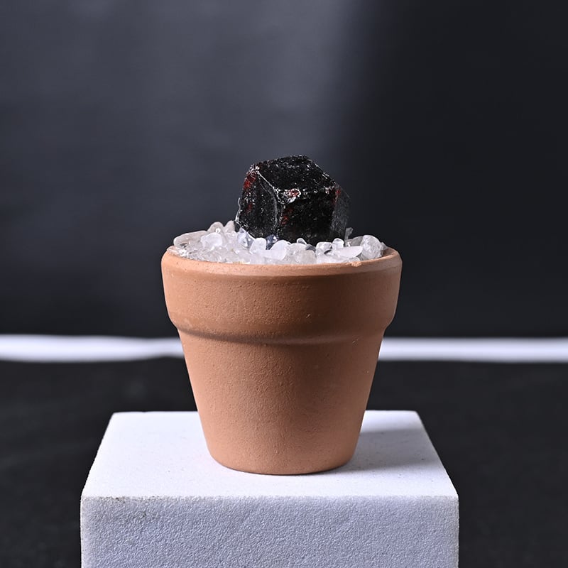 Krištolo medžio stalinis papuošimas su keraminiu vazonu – šiuolaikinis minimalistinis stilius, prekės ženklas Rubbing Crystal