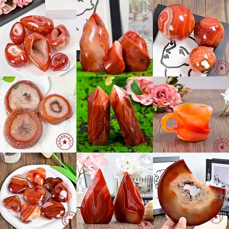 Ornament de birou din agat – formă geometrică, cristal lustruit, stil modern minimalist