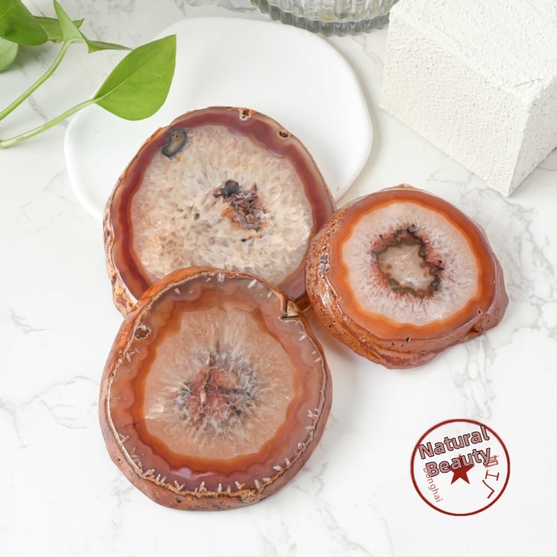 Ornament de birou din agat – formă geometrică, cristal lustruit, stil modern minimalist