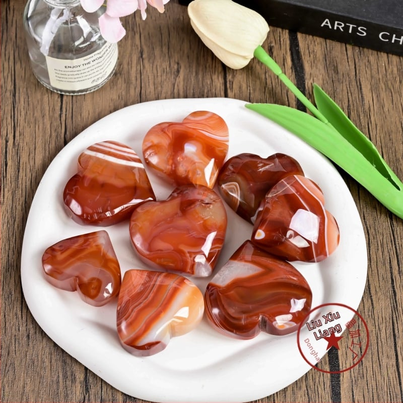 Ornament de birou din agat – formă geometrică, cristal lustruit, stil modern minimalist