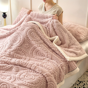 Nordski stil debela jacquard pleteni flanel deka s reljefnim cvjetnim uzorkom, model 5464, za četiri sezone, sintetičko vlakno