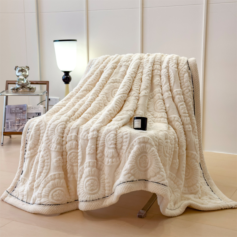 Nordski stil debela jacquard pleteni flanel deka s reljefnim cvjetnim uzorkom, model 5464, za četiri sezone, sintetičko vlakno