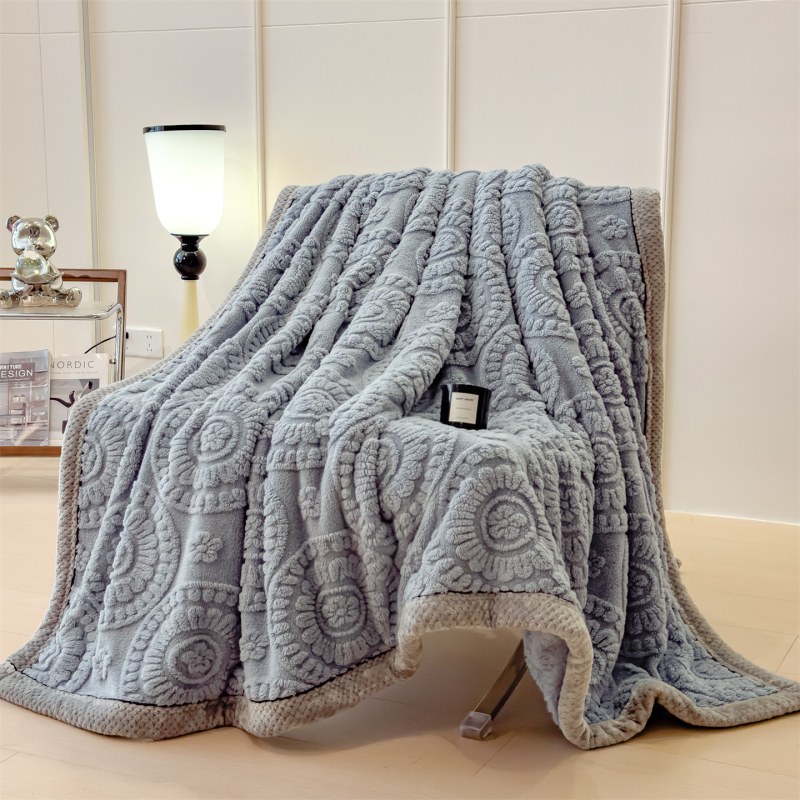 Nordski stil debela jacquard pleteni flanel deka s reljefnim cvjetnim uzorkom, model 5464, za četiri sezone, sintetičko vlakno