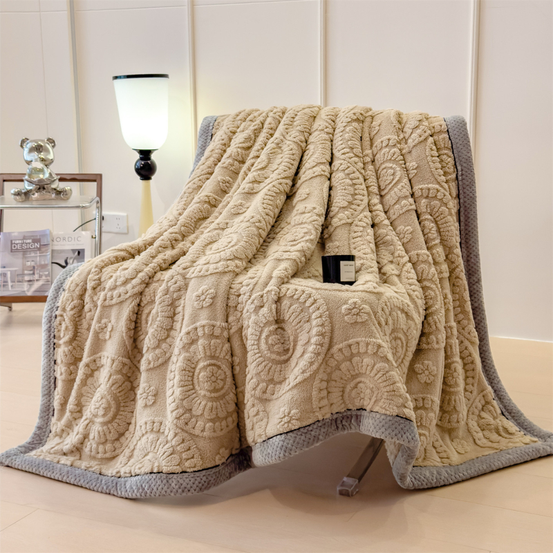 Nordski stil debela jacquard pleteni flanel deka s reljefnim cvjetnim uzorkom, model 5464, za četiri sezone, sintetičko vlakno