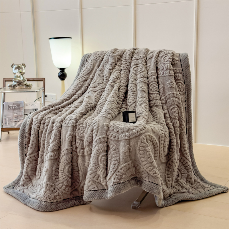 Nordski stil debela jacquard pleteni flanel deka s reljefnim cvjetnim uzorkom, model 5464, za četiri sezone, sintetičko vlakno