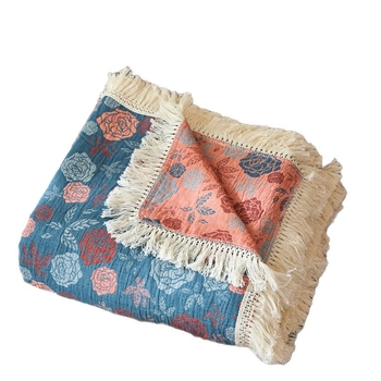 Šiaurietiško stiliaus trijų sluoksnių pledas iš medvilnės ir lino su augalų bei gėlių raštu, 1500–1999 g