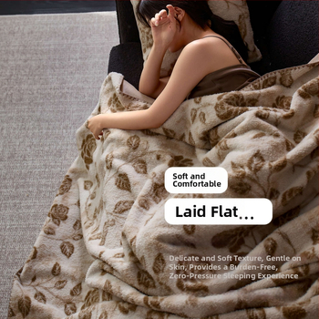 Зимно одеяло от имитационен кашмир с 50% акрилни влакна, реактивно багрене, тегло 0.55–1.0 кг, мотив растения и цветя