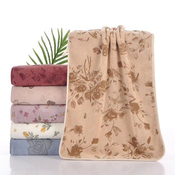 Omax koralni fleece ručnik za lice s floralnim printom, debeli i upijajući, 50–80 g, 100d, tiskano