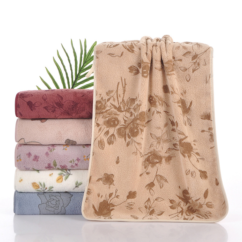 Omax koralni fleece ručnik za lice s floralnim printom, debeli i upijajući, 50–80 g, 100d, tiskano