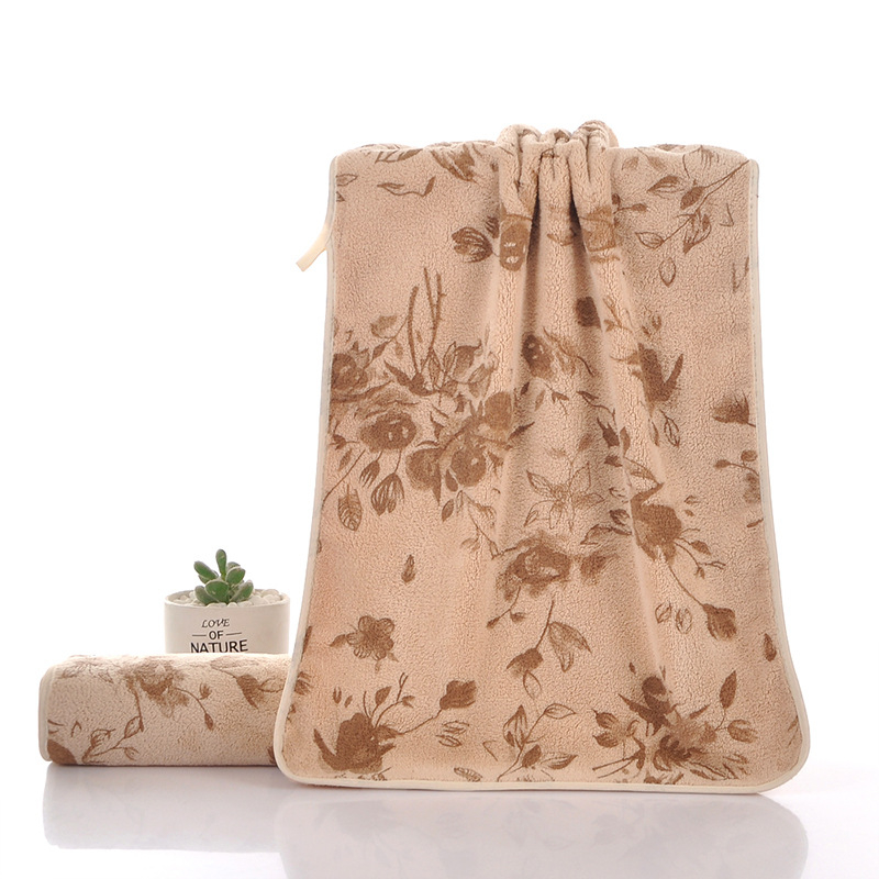 Omax koralni fleece ručnik za lice s floralnim printom, debeli i upijajući, 50–80 g, 100d, tiskano