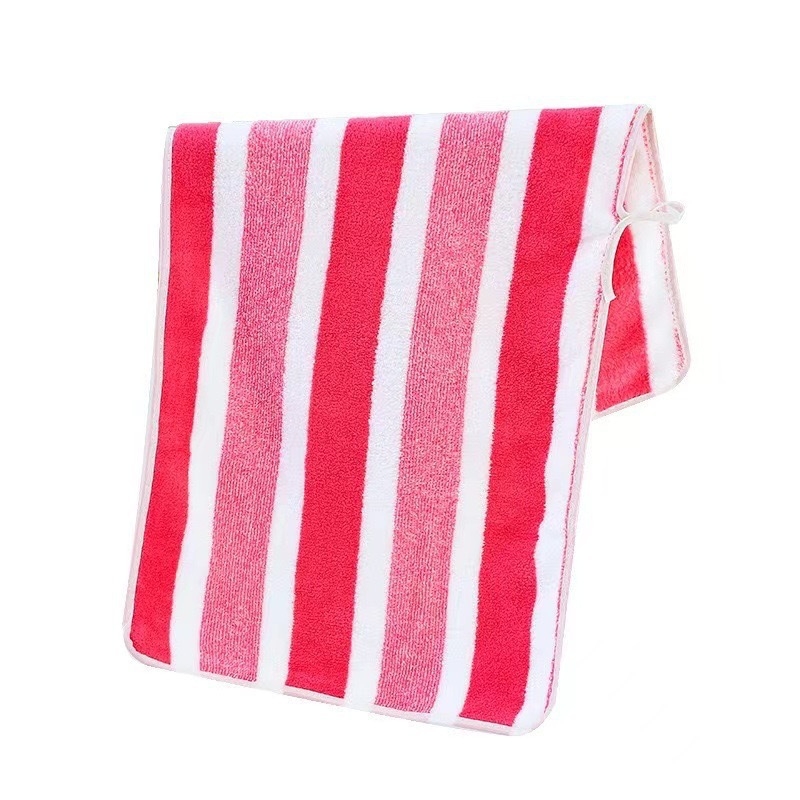 Set prosoape de baie, în dungi, fleece coral, greutate 200-300 g, rezistent la scame