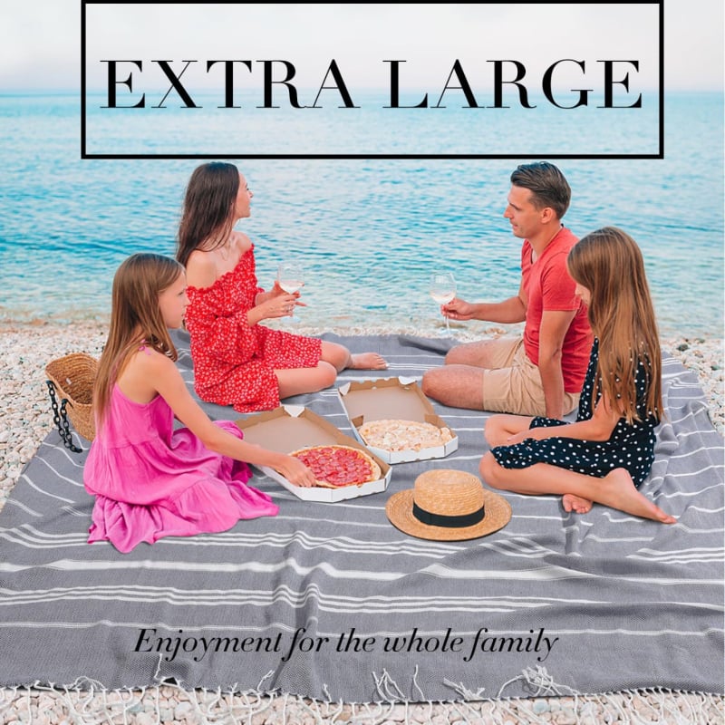 Prosop de plajă turcesc cu ciucuri — microfibră, 200–300 g, 16 fire, țesătură simplă, personalizare disponibilă